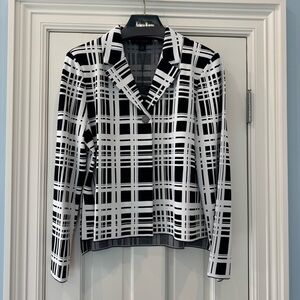 St. John Black and White Plaid Jacket Size 14 NEW WITH TAGS